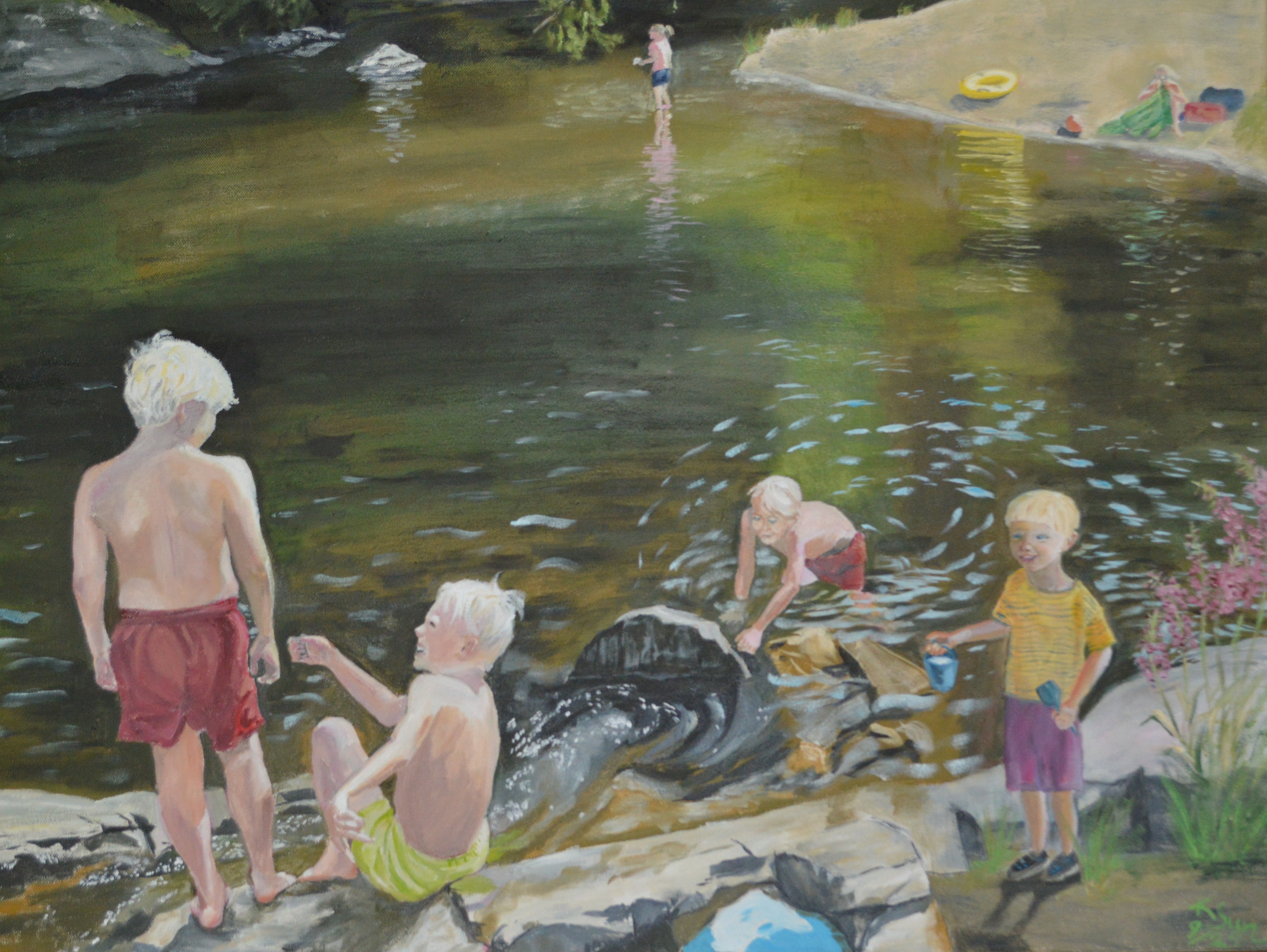 Barn som leker i vann