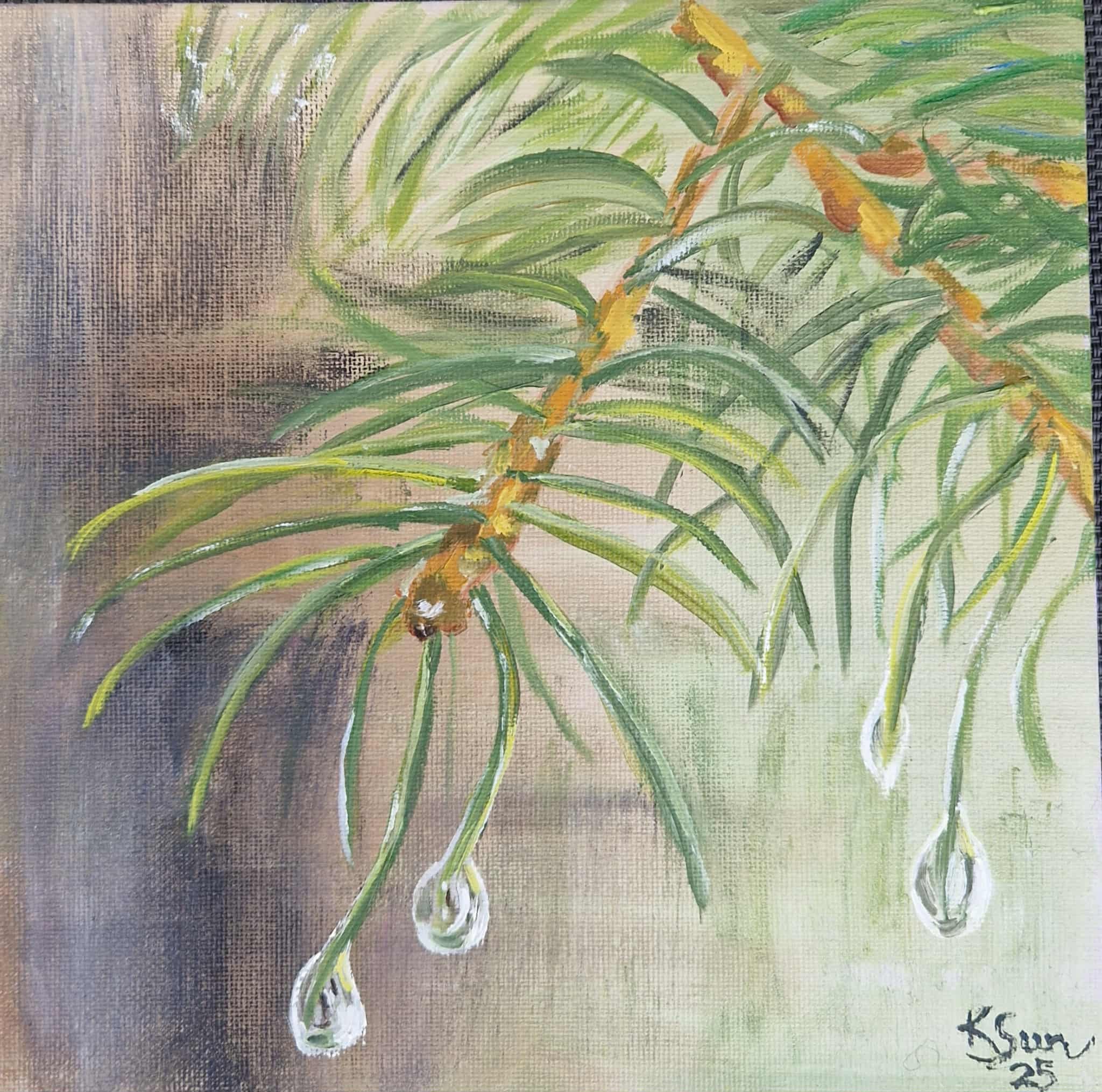 Bargren med vanndråper